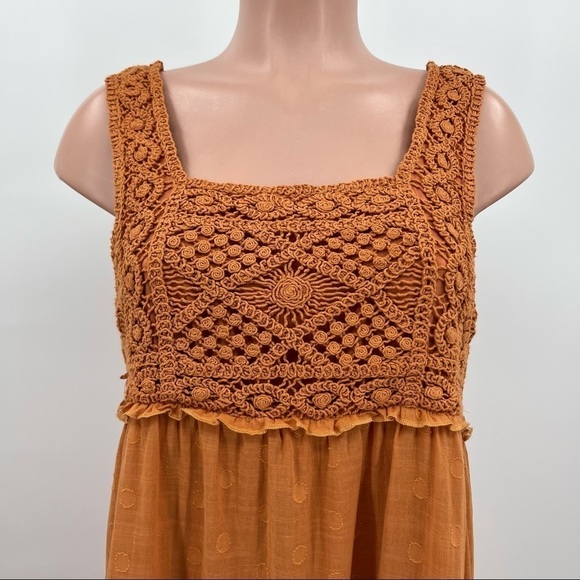 NWT Lush Crochet Cotton Dotted Tiered Midi Boho Dress - Picture 5 of 11